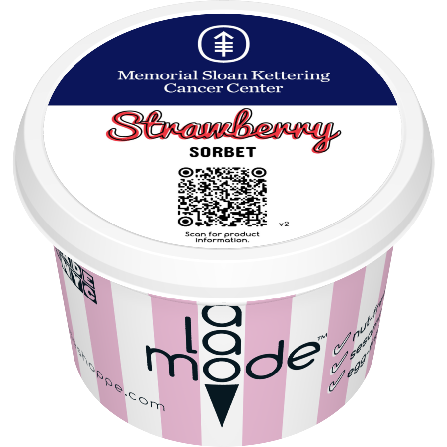 Image of an A La Mode branded 3oz Sorbet cup. The flavor is Strawberry.