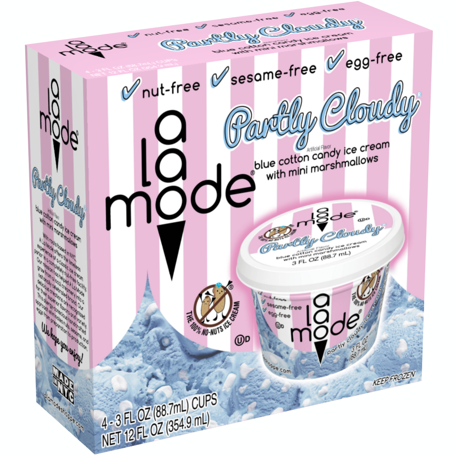 Image of A La Mode ice cream 3 fl oz Cup 4pk Box. The flavor is Partly Cloudy.