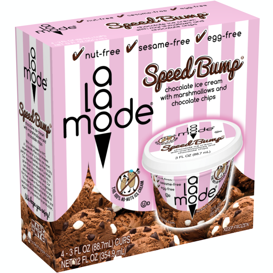 Image of A La Mode ice cream 3 fl oz Cup 4pk Box. The flavor is Speed Bump.