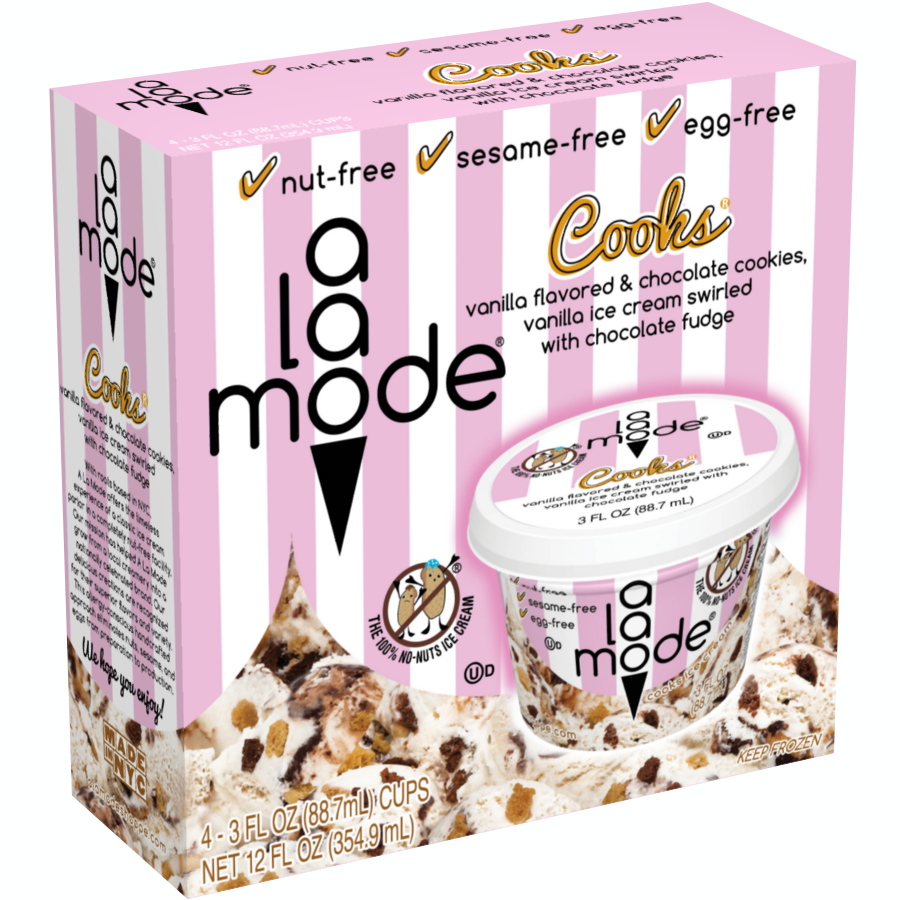 Image of A La Mode ice cream 3 fl oz Cup 4pk Box. The flavor is Cooks.